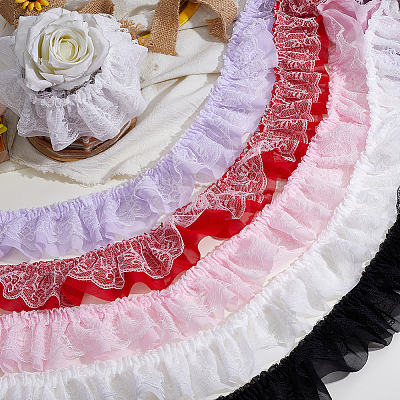 10 Yards Polyester Lace Ribbon OCOR-GF0006-25E-1