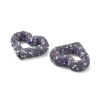 Heart Shape Polymer Clay Rhinestone Beads CLAY-NH0001-09B-03-1
