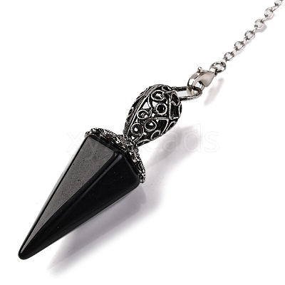 Natural & Synthetic Gemstone Pointed Hexagonal Cone Dowsing Pendulums G-Q184-03AS-1