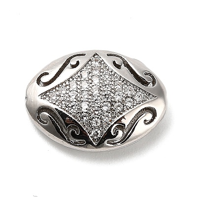 Brass Micro Pave Cubic Zirconia Beads KK-L229-025P-1