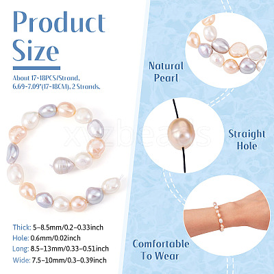 2 Strands Natural Cultured Freshwater Pearl Beads Strands PEAR-TA0001-28-1