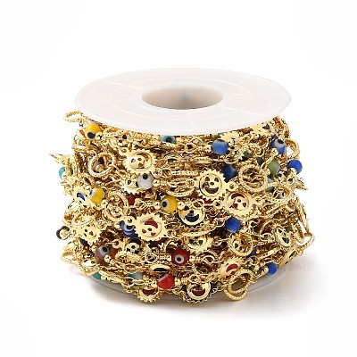 Sun & Evil Eye Handmade Brass Glass Beaded Chains CHC-M024-30G-1
