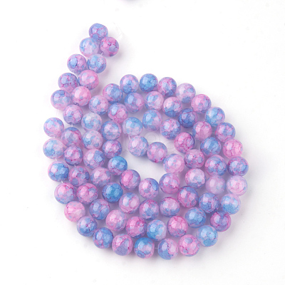 Baking Paint Crackle Glass Bead Strands DGLA-Q023-6mm-YS55-1
