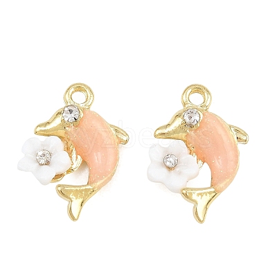 Alloy with Pink Enamel Pendants RB-CBA1FD3-22G-01-1
