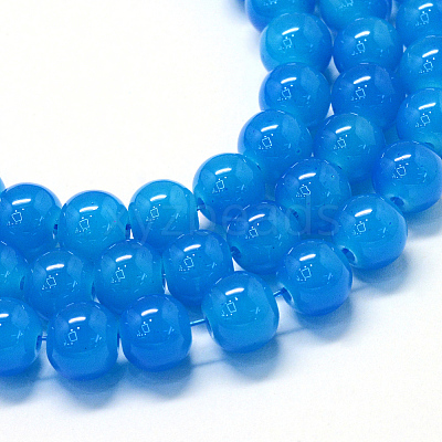 Baking Paint Imitation Jade Glass Round Bead Strands X-DGLA-Q021-10mm-13-1