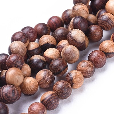 Natural Wood Beads Strands WOOD-F008-04-C-1