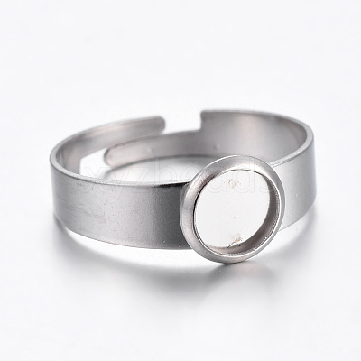 Tarnish Resistant Adjustable 304 Stainless Steel Finger Rings Components STAS-G187-01P-6mm-1