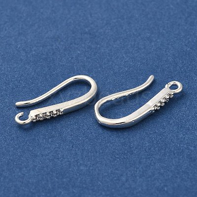 Rack Plating Brass Micro Pave Clear Cubic Zirconia Earring Hooks KK-A231-12S-1