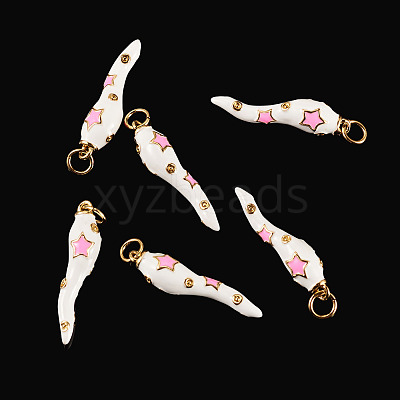 6Pcs Brass Enamel Pendants KK-SW0001-08C-1