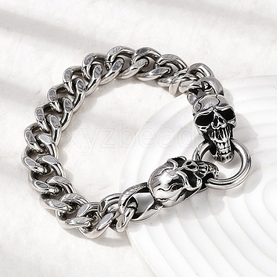 304 Stainless Steel Cuban Link Chains Bracelets for Unisex BJEW-A092-06B-P-1