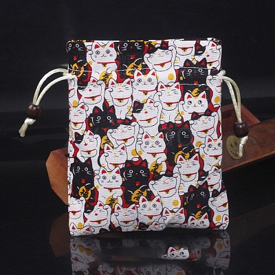Chinese Style Rectangle Cloth Printed Drawstring Gift Bags PW-WG9C527-21-1