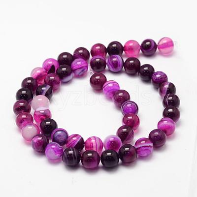 Natural Striped Agate/Banded Agate Bead Strands G-K155-A-8mm-02-1