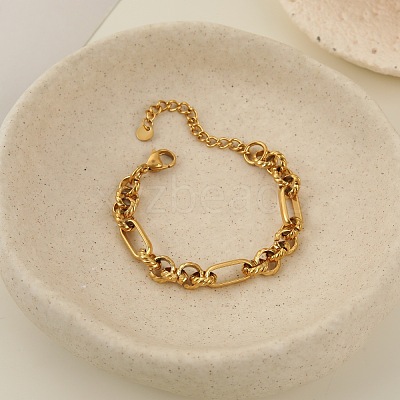 304 Stainless Steel Figaro Chains Bracelets for Women SA-CBA4051-10G-1