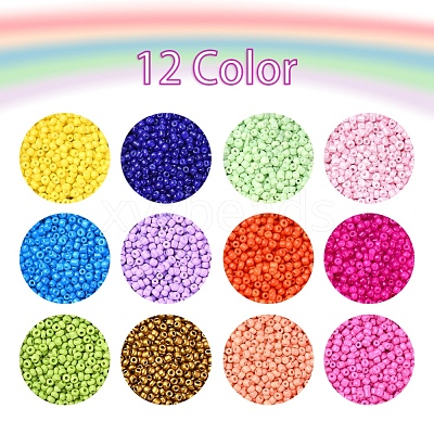 226.8g 12 Color 12/0 Baking Paint Glass Seed Beads SEED-YW0001-78-1