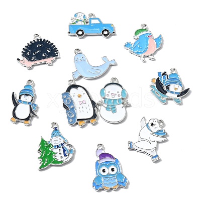 40Pcs 20 Styles Winter Theme Zinc Alloy Enamel Pendants ENAM-CJ0006-43-1