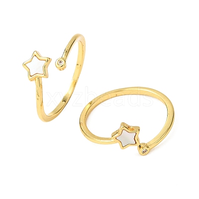 Brass Micro Pave Cubic Zirconia Cuff Rings for Women RJEW-K309-39B-G-1