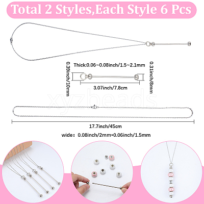 6Pcs 304 Stainless Steel Cable Chain Necklaces for Men Women NJEW-SC0001-80B-1