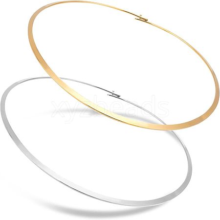 Unicraftale 2Pcs 2 Colors 304 Stainless Steel Wire Wrap Collar Necklaces Set for Women NJEW-UN0001-34-1