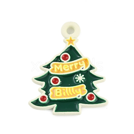 Christmas Theme Spray Painted Alloy Enamel Pendants ENAM-Z020-01K-1