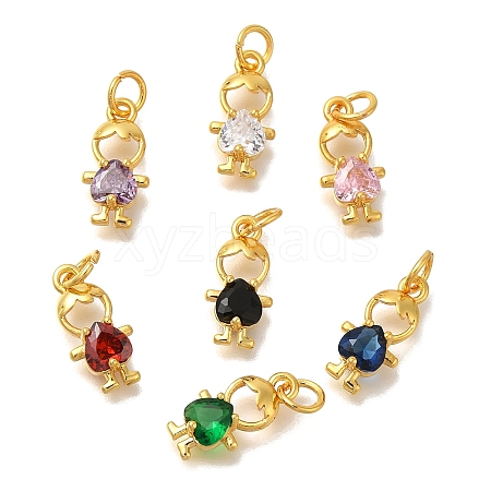 Rack Plating Brass Micro Pave Cubic Zirconia Charms KK-I716-23G-1