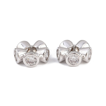 Brass Micro Pave Cubic Zirconia Beads KK-B157-19P-1