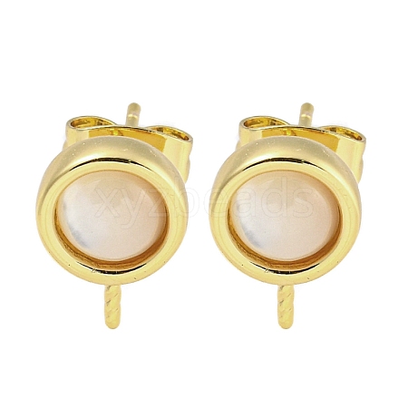 Brass with Sea Shell Stud Earring KK-Q820-05G-1