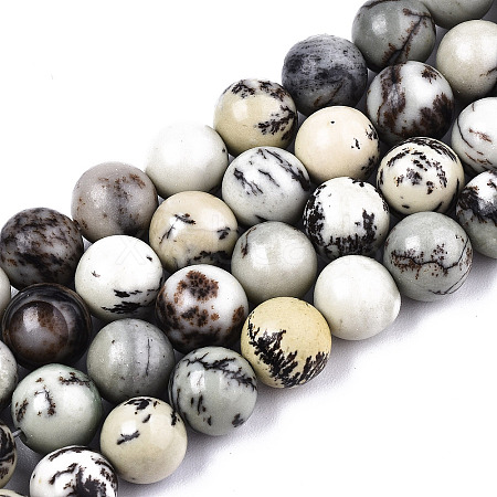 Natural Dendritic Jasper Beads Strands G-T129-17-1