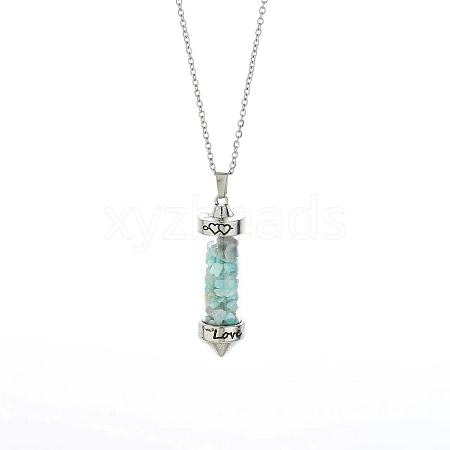 Synthetic Gemstone Chip Wishing Bottle Cone Love Glass Pendant Necklaces FL0210-5-1