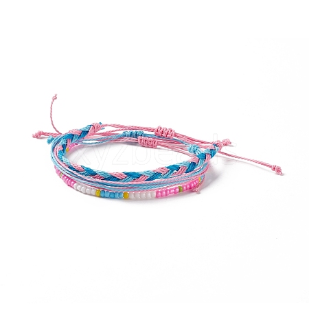 3Pcs 3 Style Plastic Braided Bead Bracelets Set BJEW-B065-08B-1