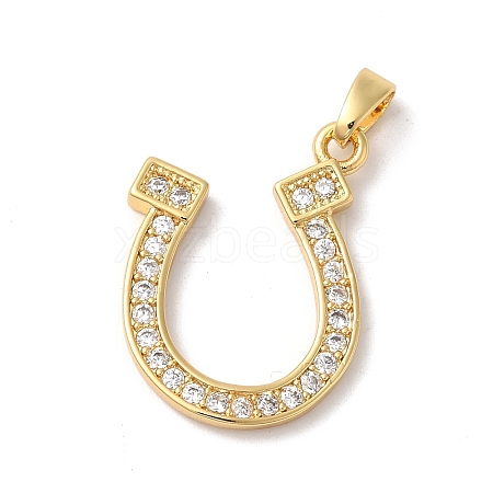 Rack Plating Brass Clear Cubic Zirconia Pendants KK-Z056-21G-1