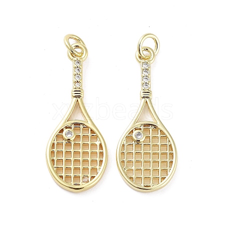 Rack Plating Brass Micro Pave Clear Cubic Zirconia Pendants KK-H474-01G-1