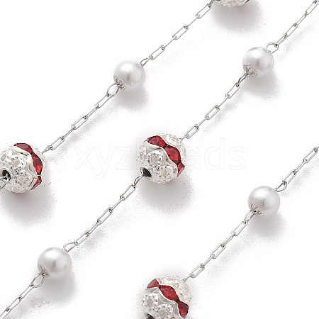 Handmade ABS Imitation Pearl & Rhinestone Round Chains CHS-L028-03P-02-1