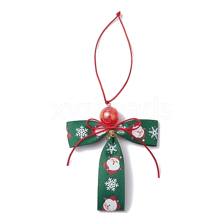 Christmas Polyester Grosgrain Cross Pendant Decorations HJEW-JM02609-02-1