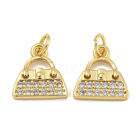 Rack Plating Brass Micro Pave Clear Cubic Zirconia Charms KK-U030-10G-1