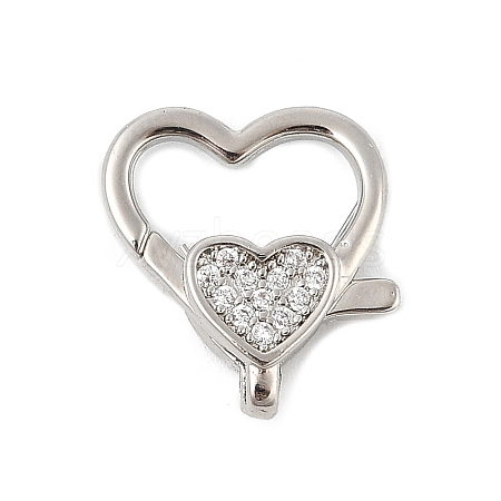 Brass Micro Pave Clear Cubic Zirconia Lobster Claw Clasps KK-P299-06P-1