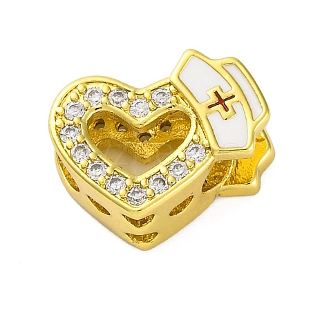 Rack Plating Brass Micro Pave Cubic Zirconia Beads with Enamel KK-Z081-10-1