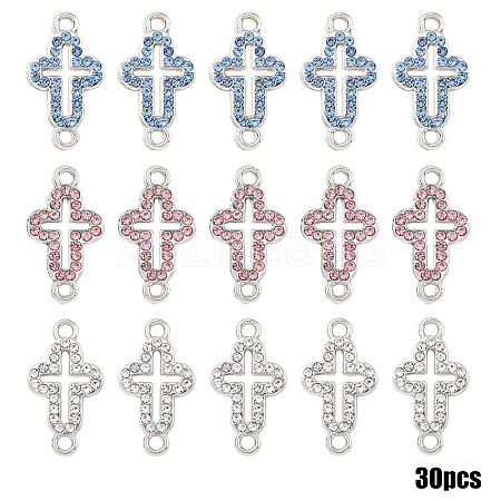 30Pcs 3 Colors Alloy Rhinestone Connector Charms FIND-YW0011-18A-1