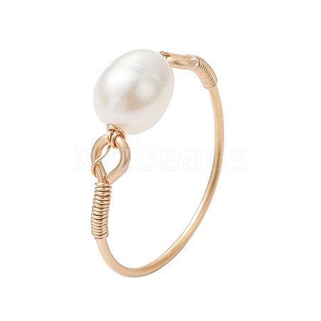 Potato Natural Cultured Freshwater Pearl Beads Finger Rings RJEW-JR00791-01-1