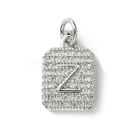 Rack Plating Brass Micro Pave Clear Cubic Zirconia Charms KK-G501-01Z-P-1