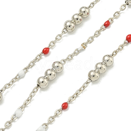 Brass Enamel Round Beaded Link Chain CHC-G022-07P-14-1