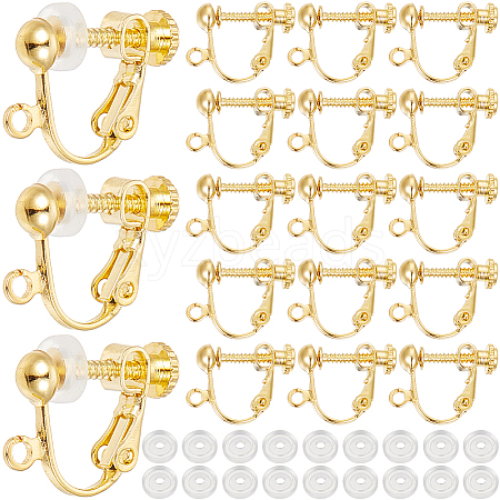 SOFPLATE 36Pcs Brass Screw On Clip-on Earring Findings KK-SP0001-18G-1