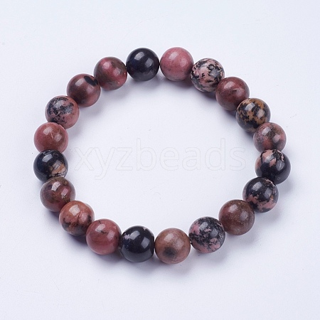 Natural Rhodonite Beaded Stretch Bracelets BJEW-I253-10mm-26-1