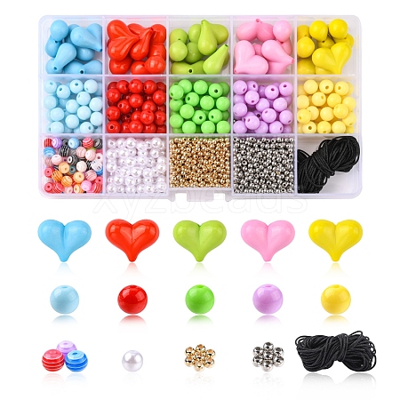 DIY Candy Color Beaded Necklace Mobile Strap Lanyard Making Kit DIY-YW0006-07-1