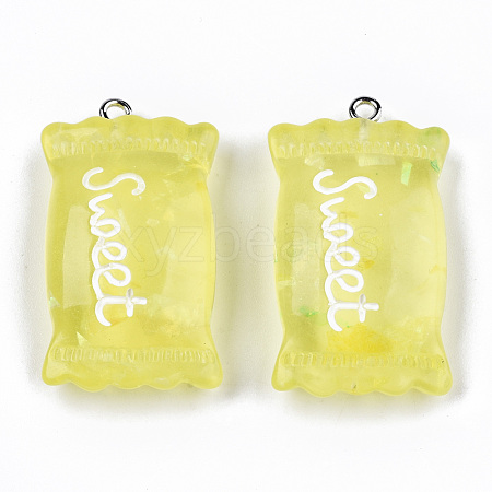 Transparent Resin Pendants RESI-S356-54B-04-1