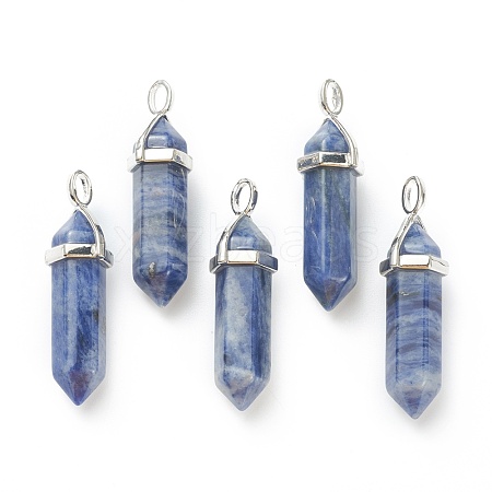 Natural Sodalite Pointed Pendants G-M378-01P-A18-1