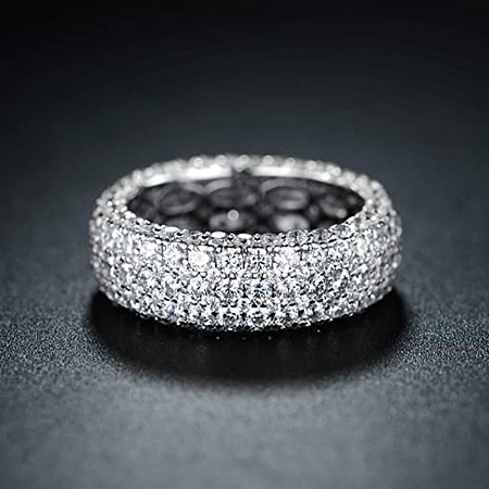 Brass Micro Pave Clear Cubic Zirconia Finger Rings for Women FS-WG796B2-03-1