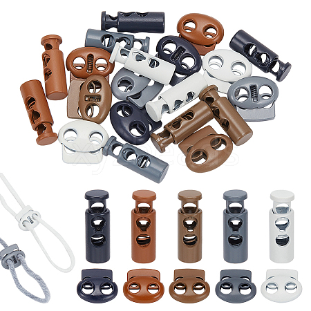 WADORN 20Pcs 10 Styles Spray Painted Alloy Cord Locks FIND-WR0011-15A-1