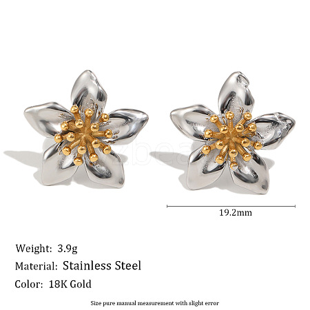 Two Tone 304 Stainless Steel Stud Earrings for Women WG4F5A5-01-1
