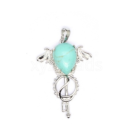 Synthetic Turquoise Teardrop Pendants PW-WG60016-14-1