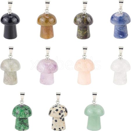 SUPERFINDINGS 11Pcs 11 Colors Natural Gemstone Pendants G-FH0001-66-1